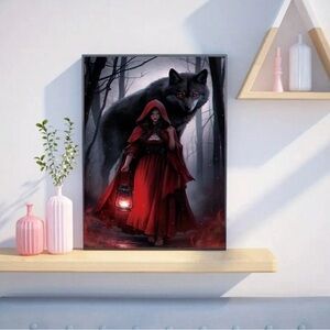 5D Diamond Wall Art Painting Kit Craft Red Riding Hood w/Wolf 30 x40 cm